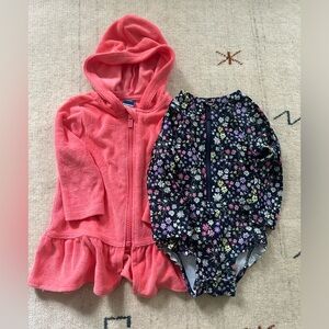 Old Navy baby swimsuit and coverup size 6-12